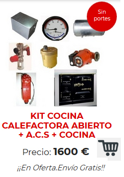 kit calefactora abierto con cocina lacunza